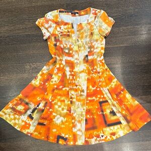 Lafayette 148 fit and flare colorful button-down dress